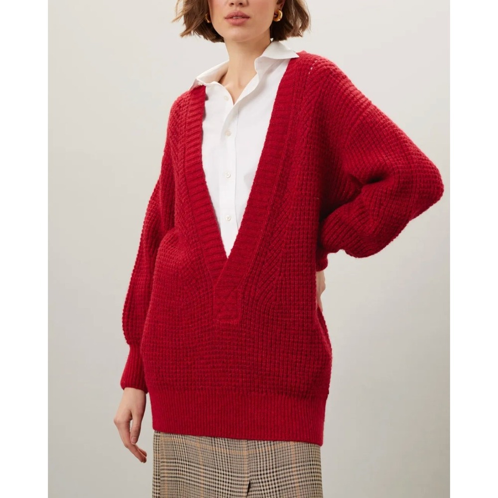 Scotch & Soda Deep V Neck Sweater in Red sz S